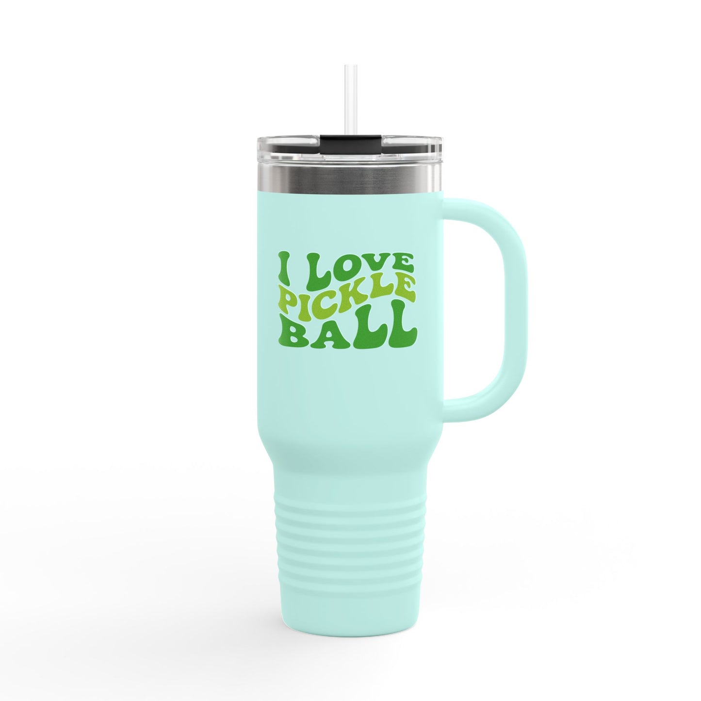 I Love Pickleball Insulated Travel Mug, 40oz - Perfect Gift for Pickleball Lovers, Sports Drinkware, Summer Essentials, Unique Travel Cup