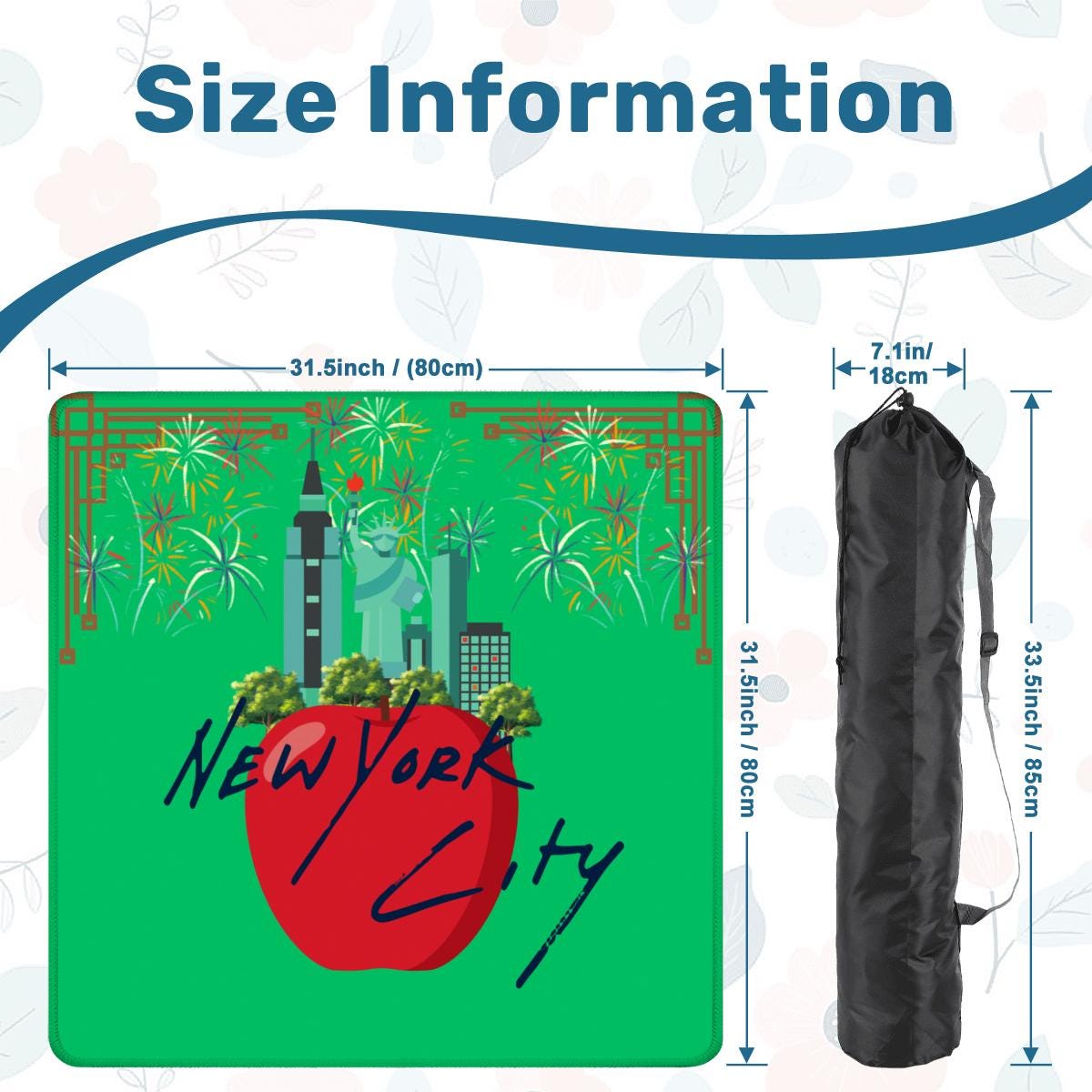 New York City Green Mahjong Mat: Mahj Game Tabletop (31.5-inch)