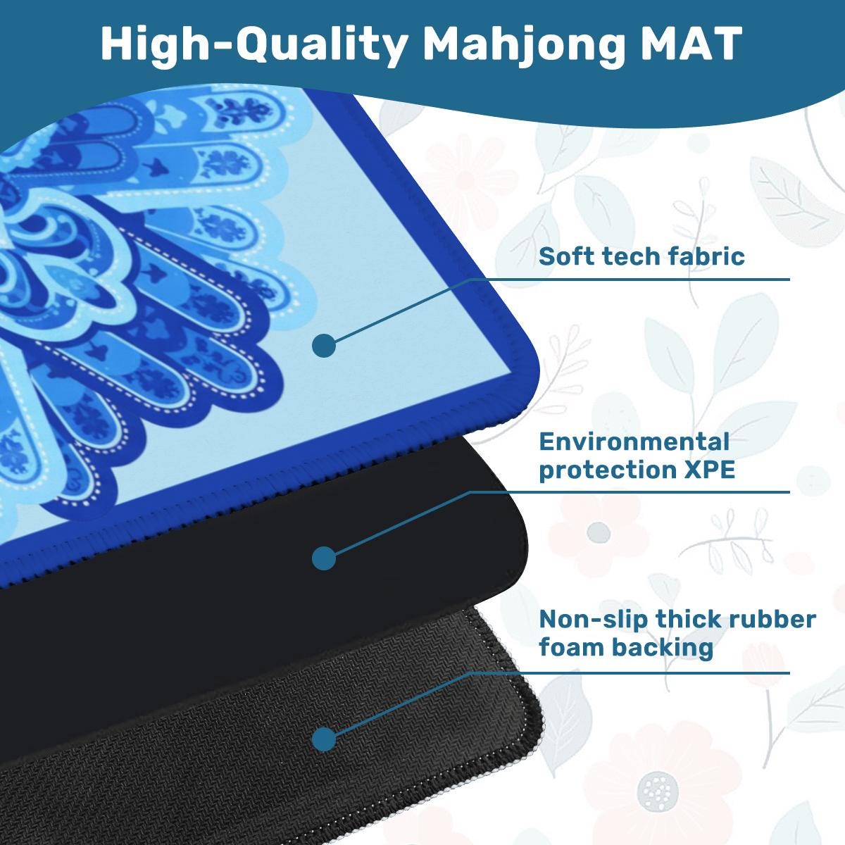 Blue Hamsa Mahjong Mat