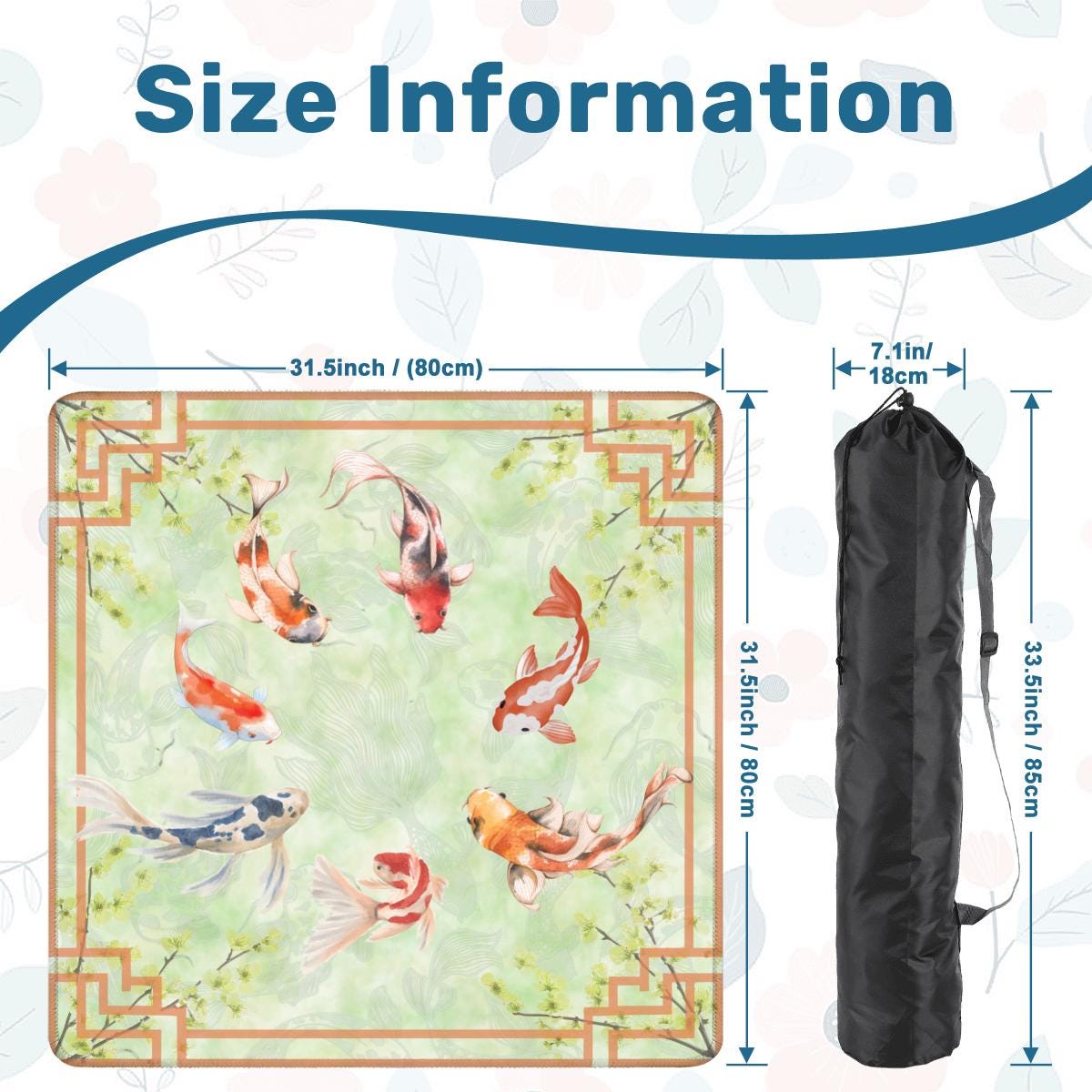 Koi Swimming Mahjong Mat: Mahj Game Tabletop (31.5-inch)