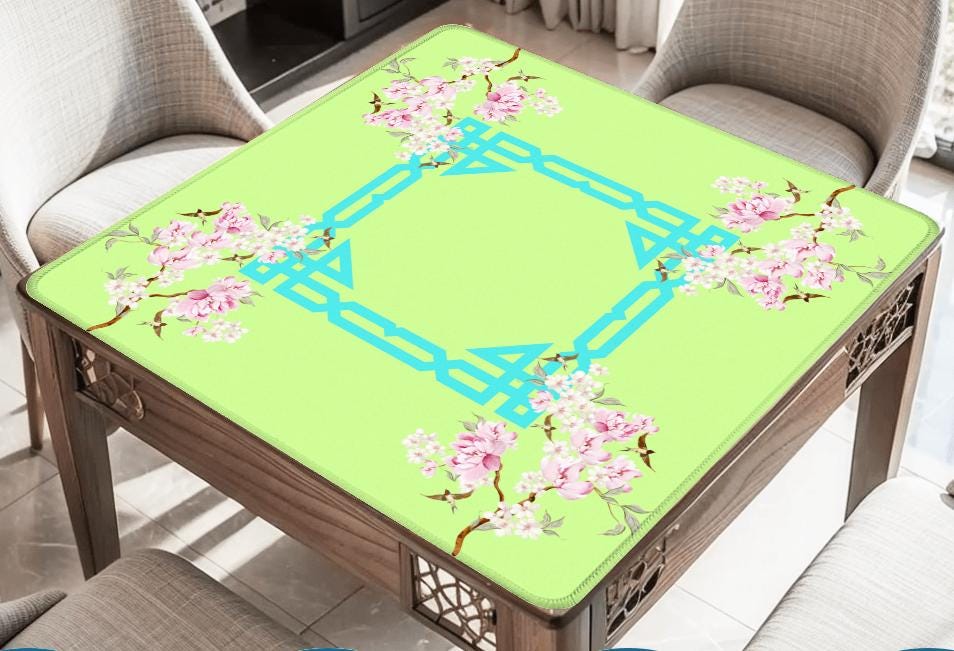 Lime Cherry Blossoms Mahjong Ma