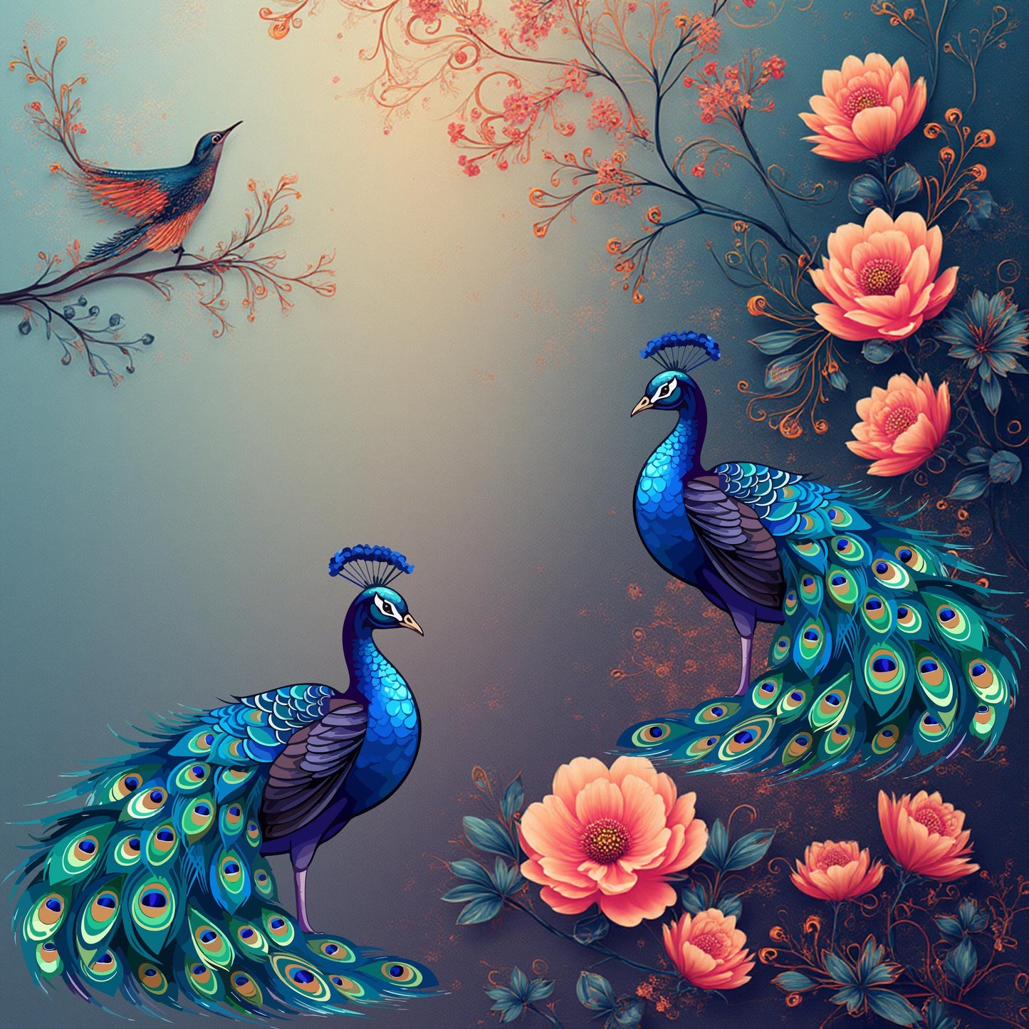 Peacocks in the Garden Mahjong Mat