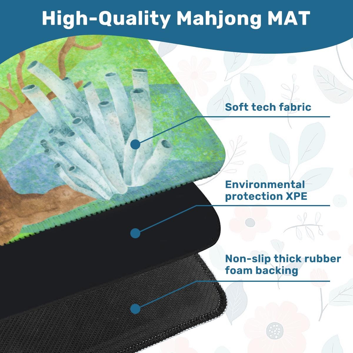 Coral Lake Mahjong Mat Tabletop