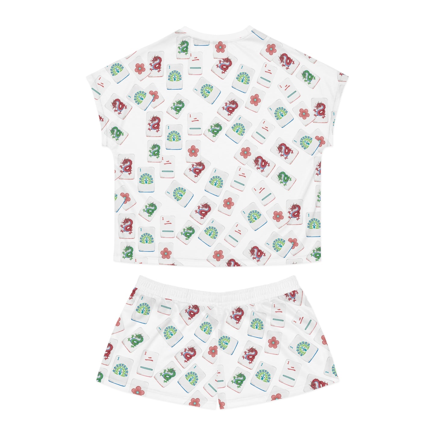 Women's Mahjong Tiles Pajama Set - Cozy Sleepwear, Mahjong Loungewear, Perfect Gift for Her, Summer Nights, Mahj Pajamas