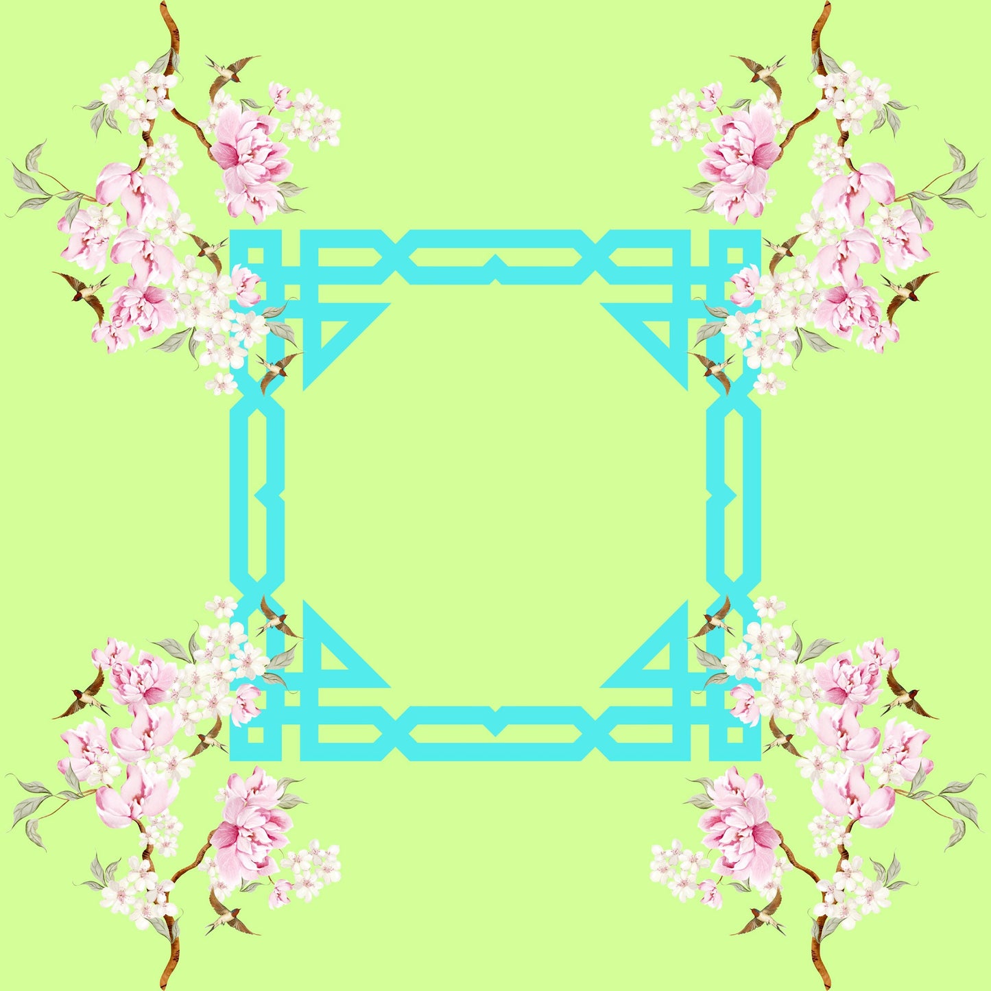Lime Cherry Blossoms Mahjong Ma