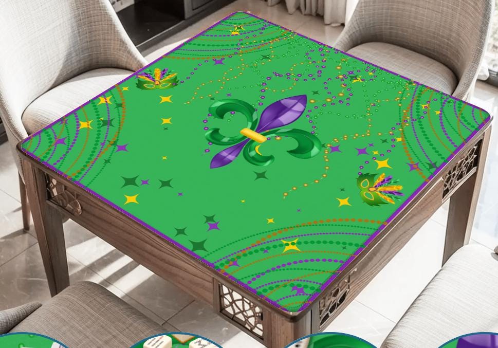 Mardi Gras Celebration Mahjong Mat Tabletop (31.5-inch)