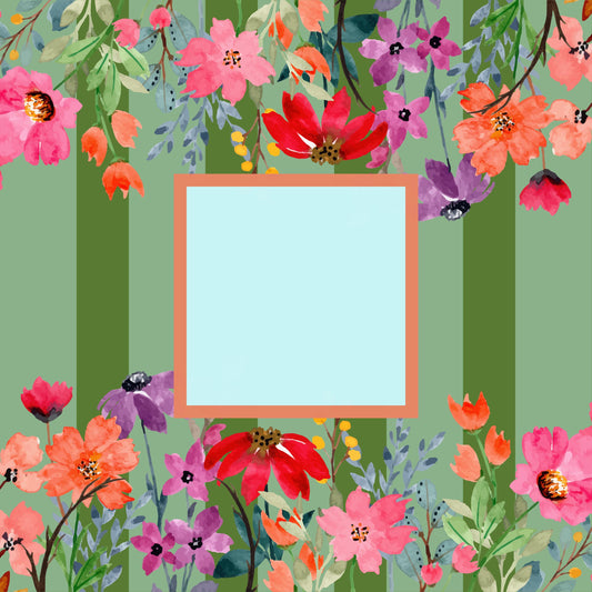 Blue and Coral Floral Mahjong Mat: Mahj Game Tabletop (31.5-inch)