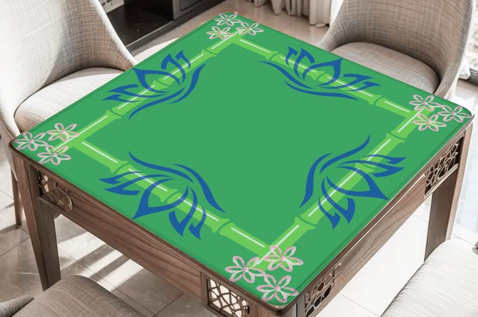 Bamboo Lotus Green Mahjong Mat: Mahj Game Tabletop (31.5-inch)
