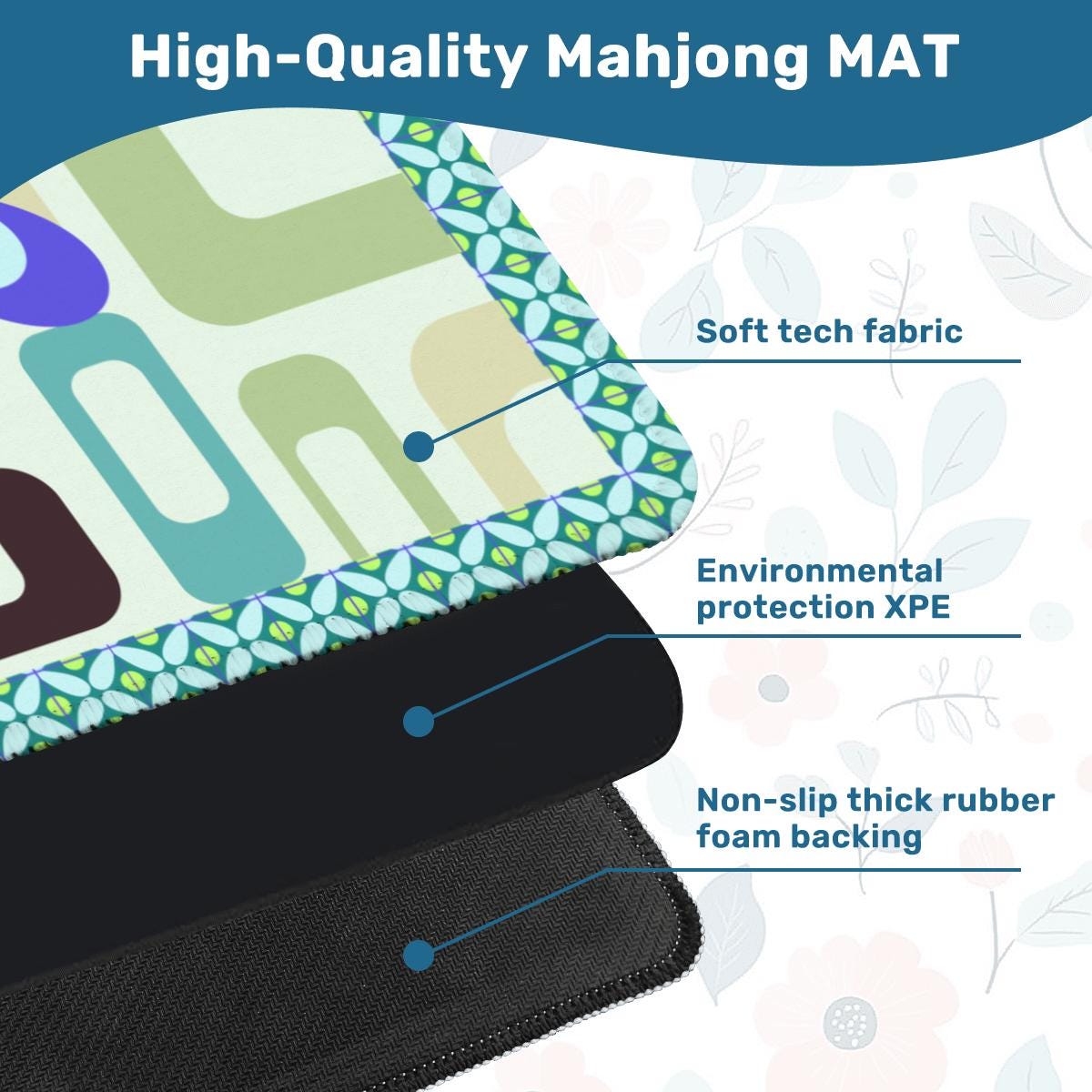 Groovy Vibes Mahjong Mat: Mahj Game Tabletop (31.5-inch)