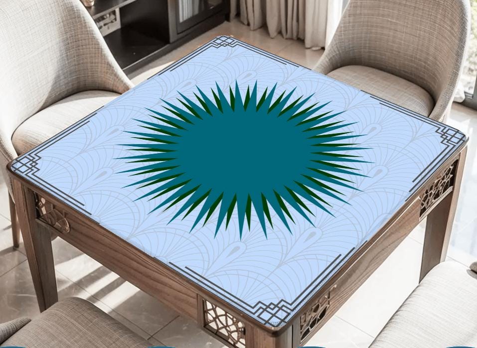 Teal Burst Mahjong Mat