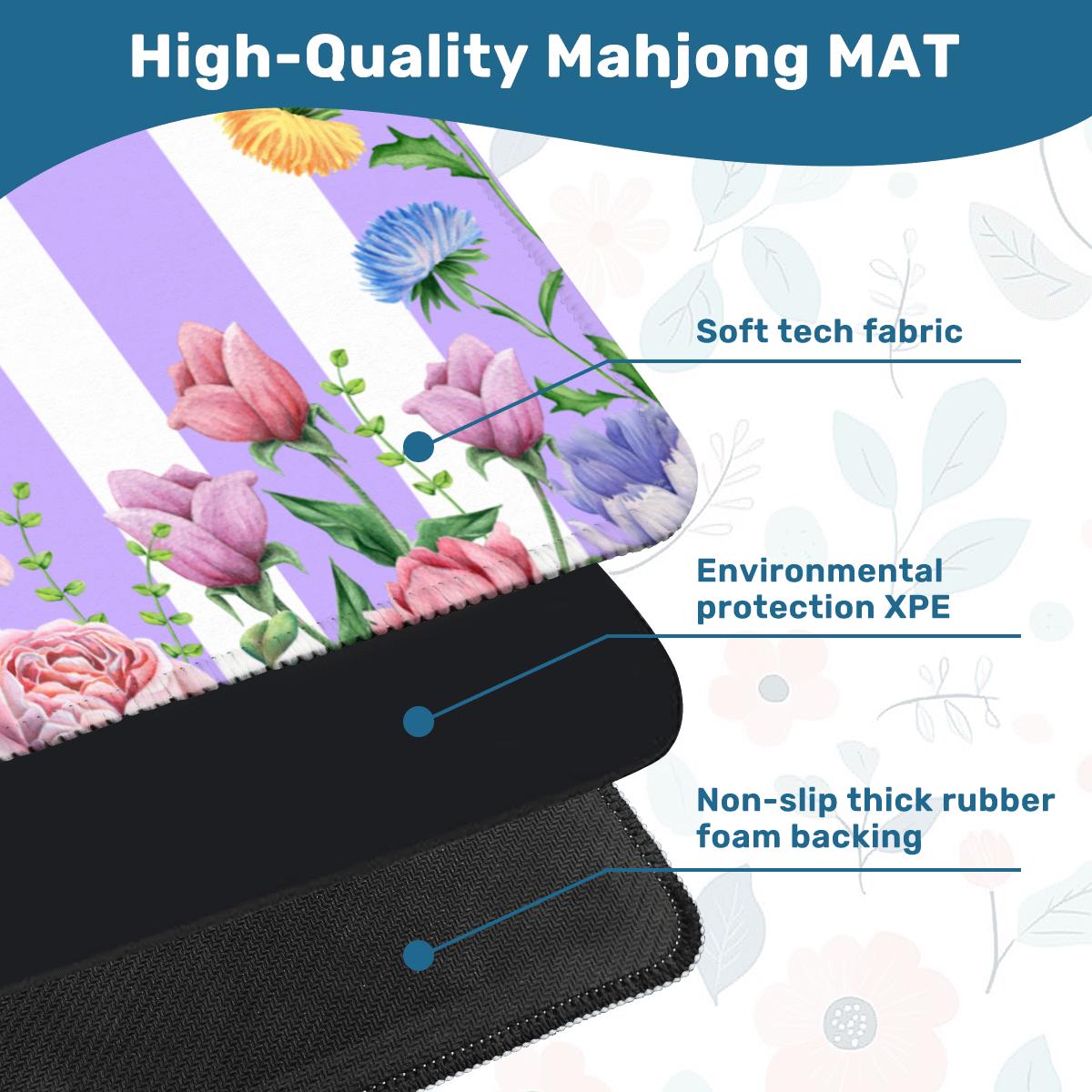 Purple stripe Floral Stripe Mahjong Mat