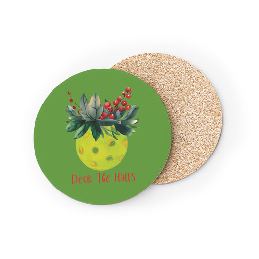 Festive Pickleball Holiday Coasters, Deck the Halls Drink Coasters, Christmas Home Decor, Eco-Friendly Beverage Coasters, Seasonal Tableware