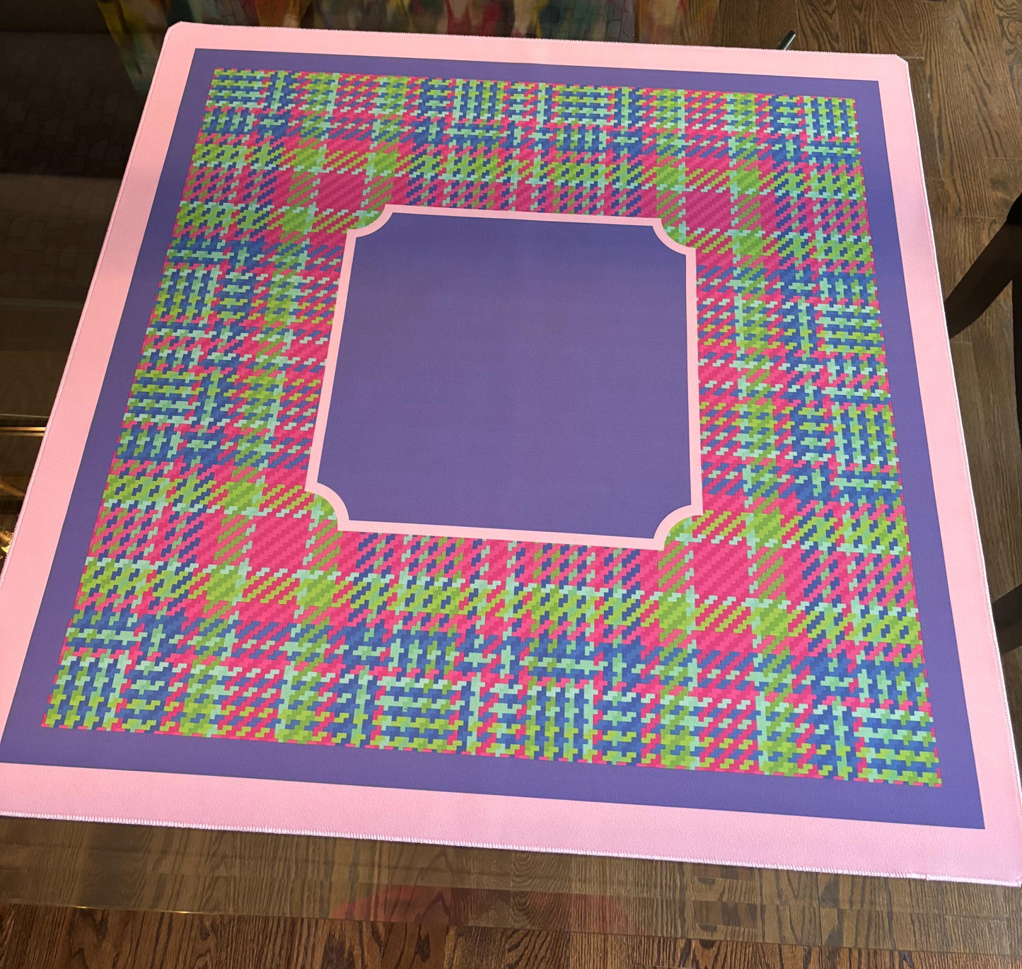 Purple and Pink Plaid Mahjong Mat