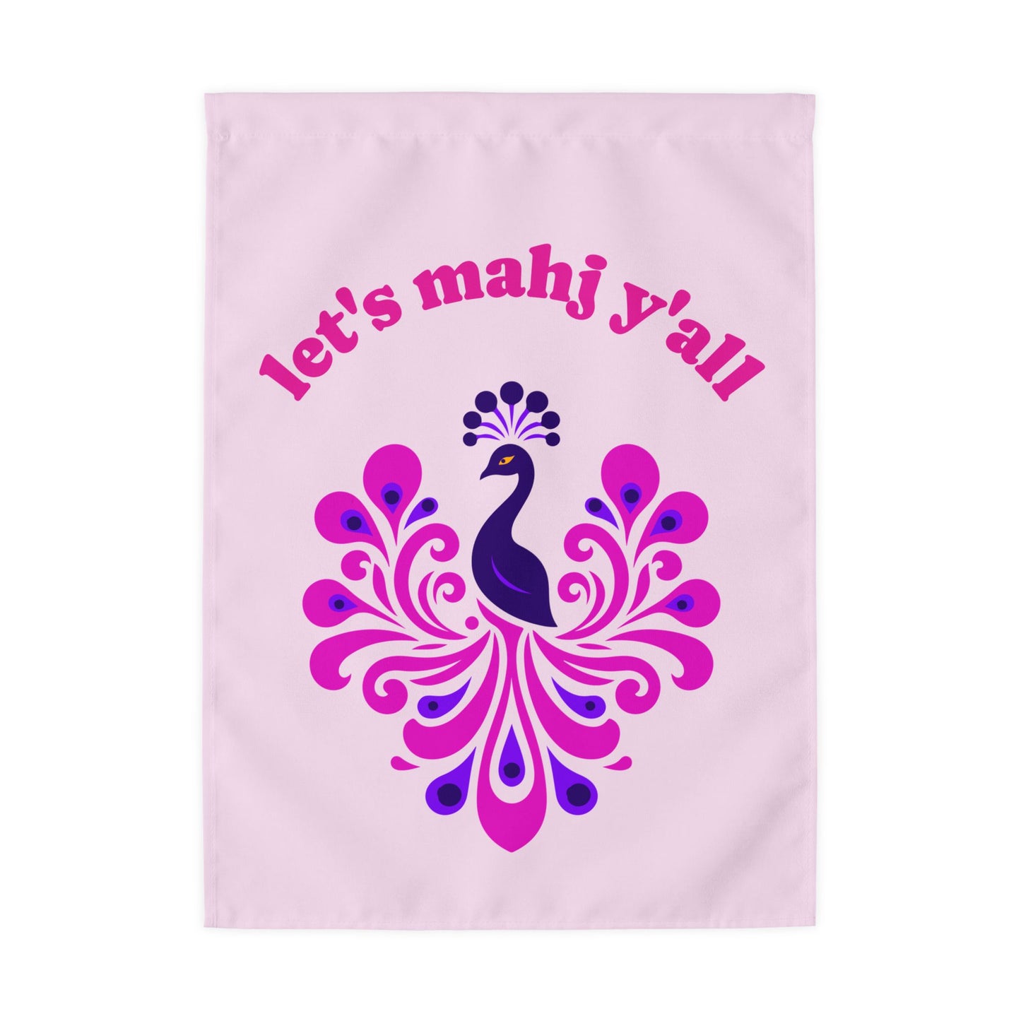 Let's Mahj Y'all Outdoor Flag with Rod Pocket | Pink Peacock Design
