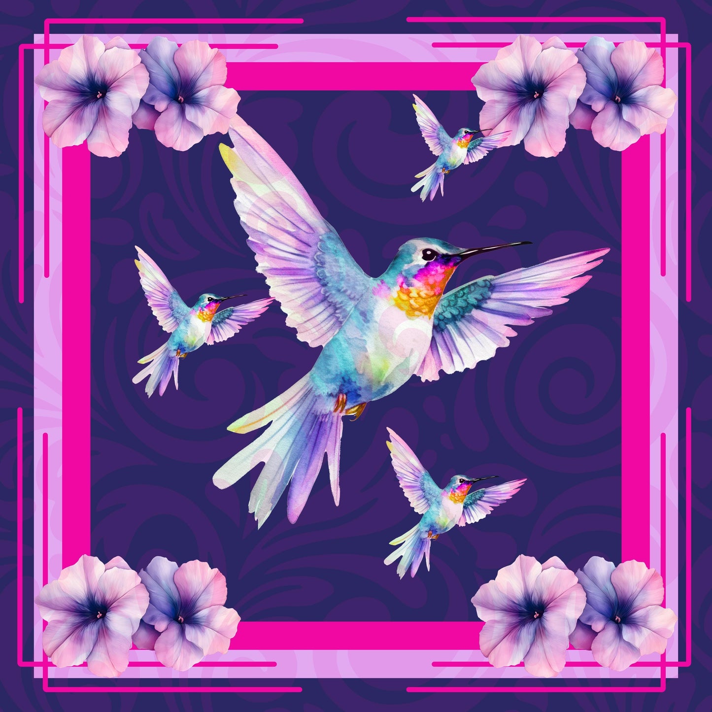 Hummingbird Blossoms Mahjong Mat: Mahj Game Tabletop (31.5-inch)