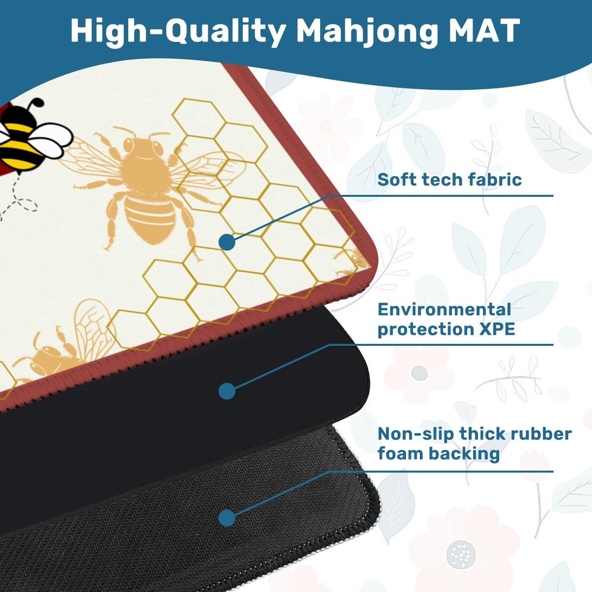 Honeycomb Deco Mahjong Mat: Mahj Game Tabletop (31.5-inch)