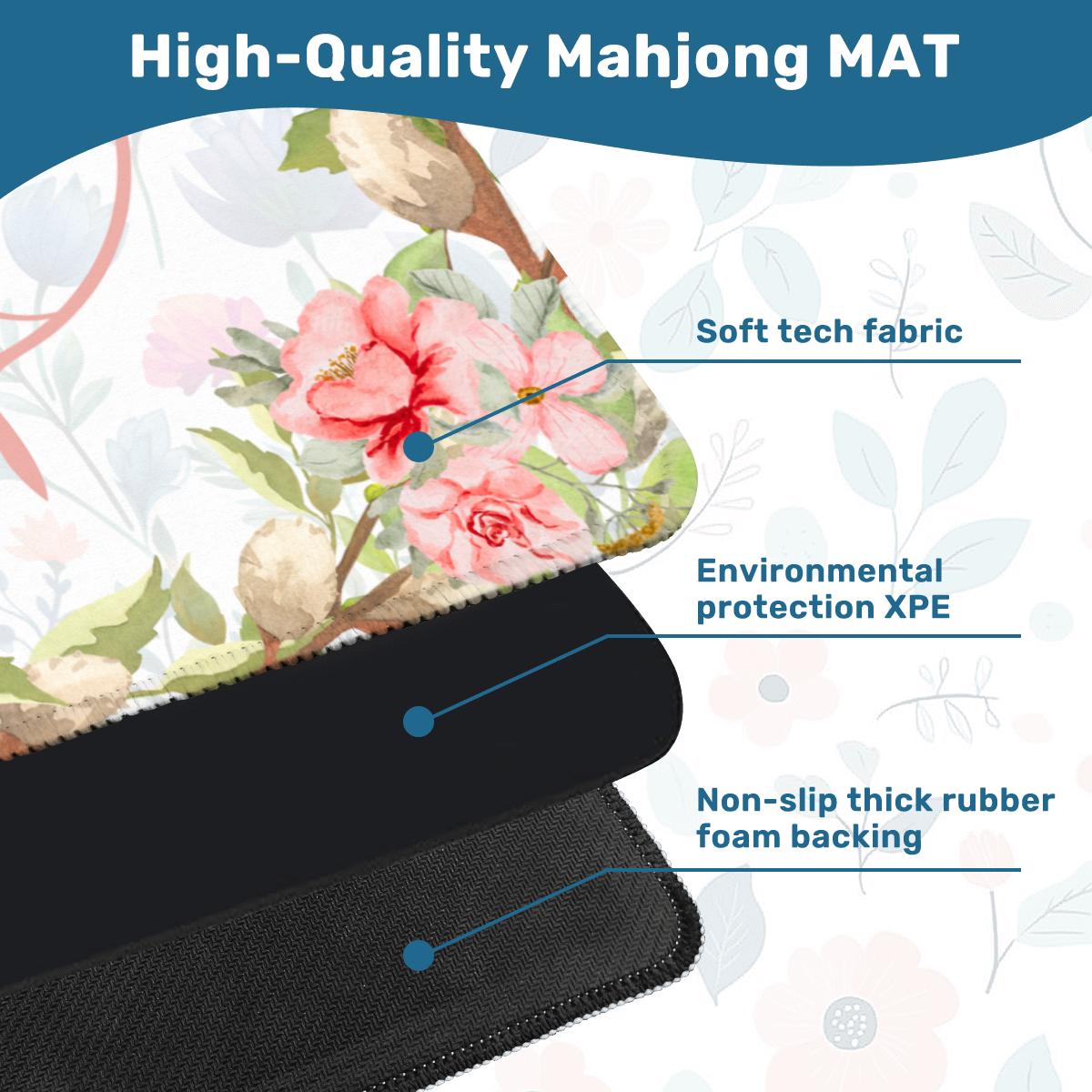 Red Floral Branches Mahjong Mat