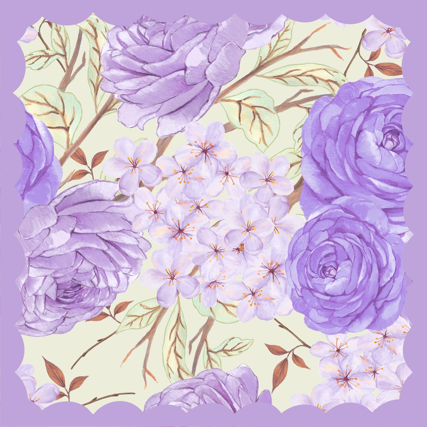 Lavender Flowers Mahjong Mat: Mahj Game Tabletop (31.5-inch)