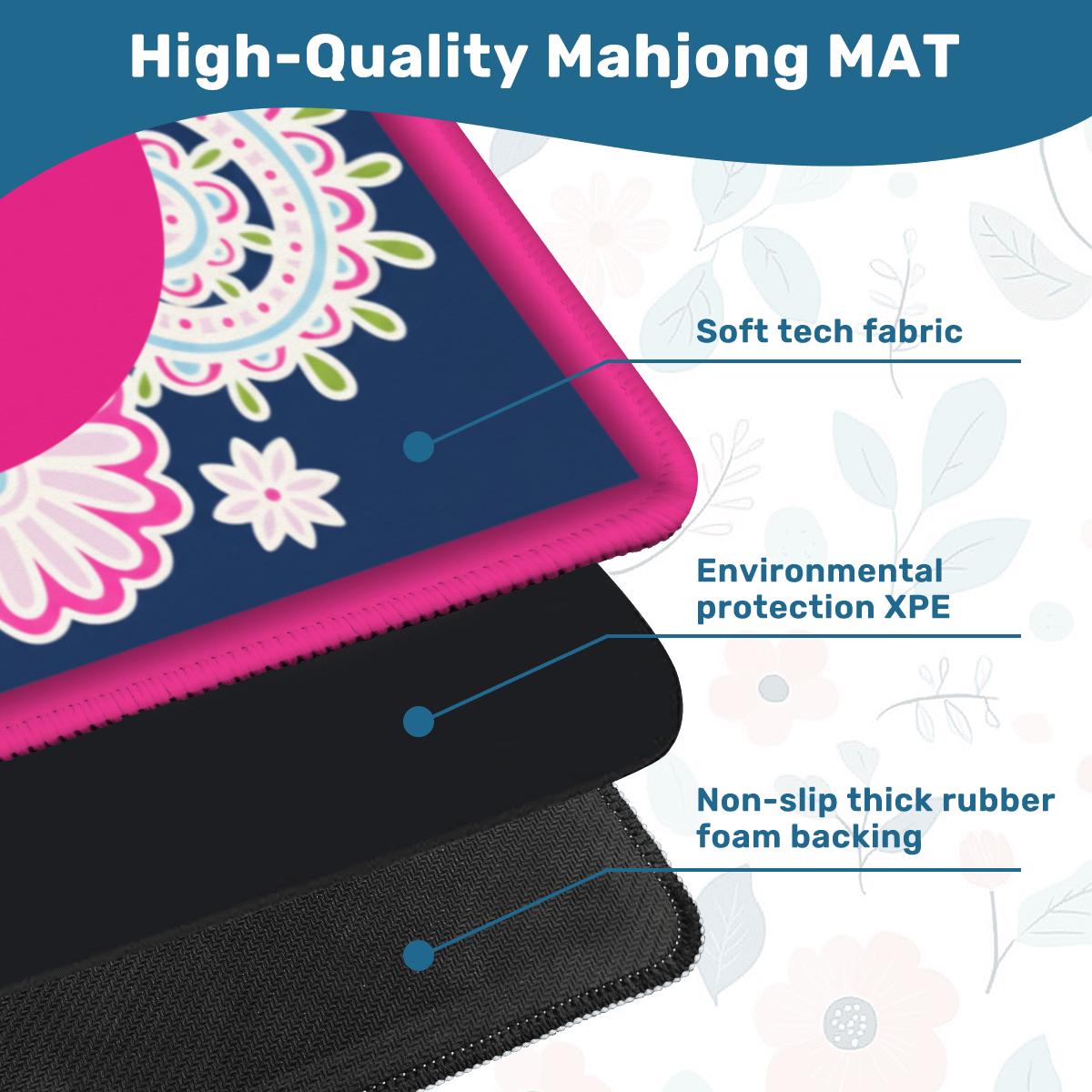 Navy Paisley Custom Monogram Mahjong Mat: Mahj Game Tabletop (31.5-inch)