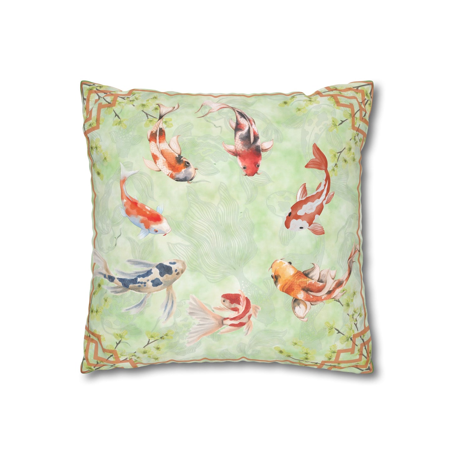 Koi Pond Mahjong Inspired square pillowcase