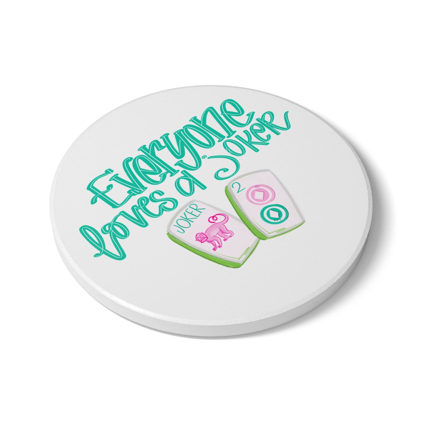Playful Mahjong Joker Ceramic Coaster, Home Decor, Beverage Holder, Gifts for Mahj, Funny Mahjong Kitchen Accessories