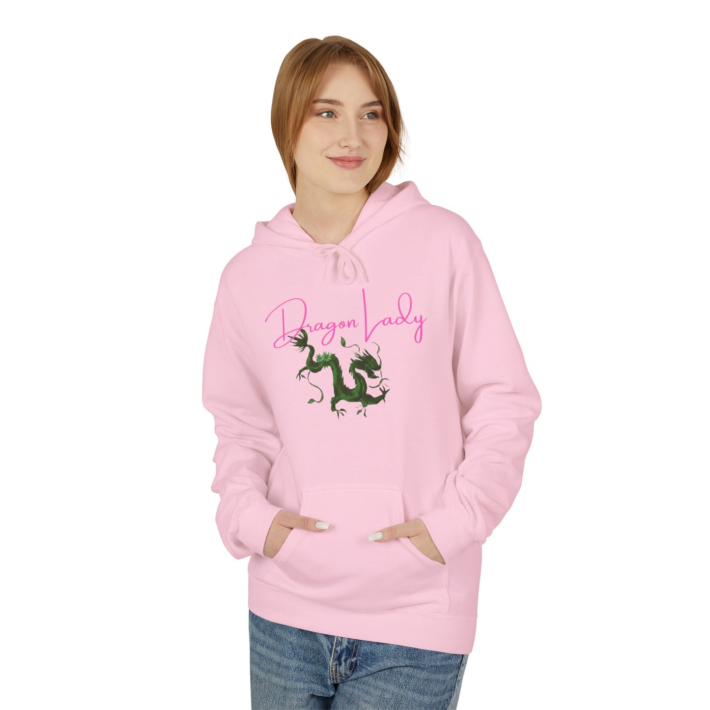Mahjong Dragon Lady Fleece Hoodie - Cozy, Unisex, Gift for Her, Mahj Lover!