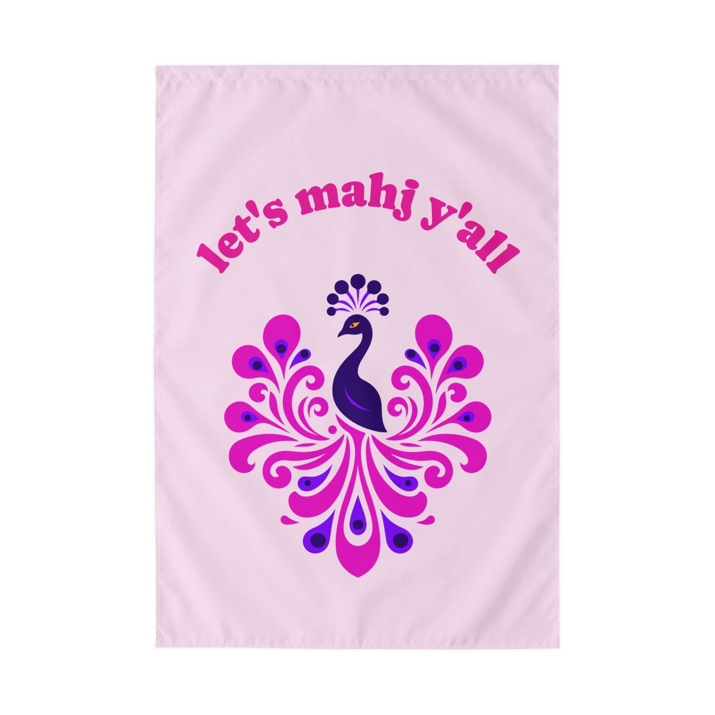 Let's Mahj Y'all Outdoor Flag with Rod Pocket | Pink Peacock Design
