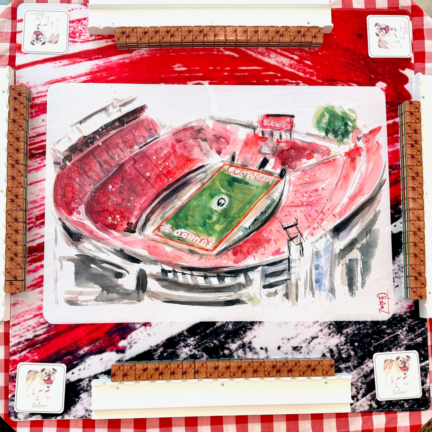 Sanford Stadium UGA Artist Collab Mahjong Mat