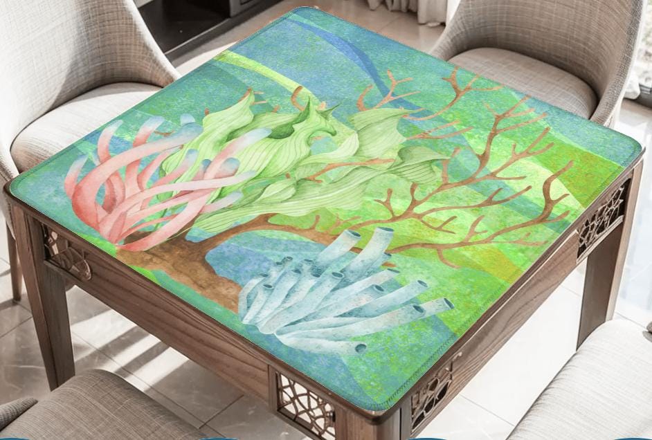 Coral Lake Mahjong Mat Tabletop