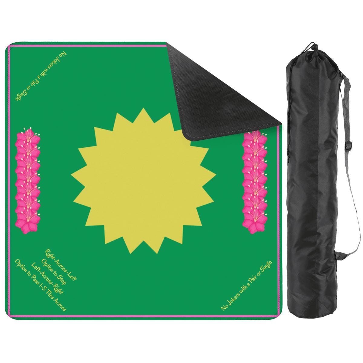 Green Sunshine Mahjong Mat with Instructions: Mahj Game Tabletop (31.5-inch)