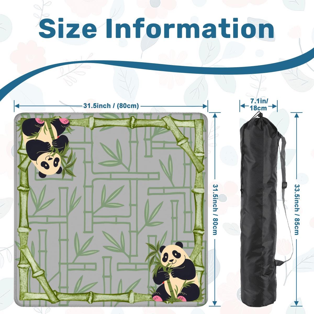 Pandas Mahjong Mat: Mahj Game Tabletop (31.5-inch)