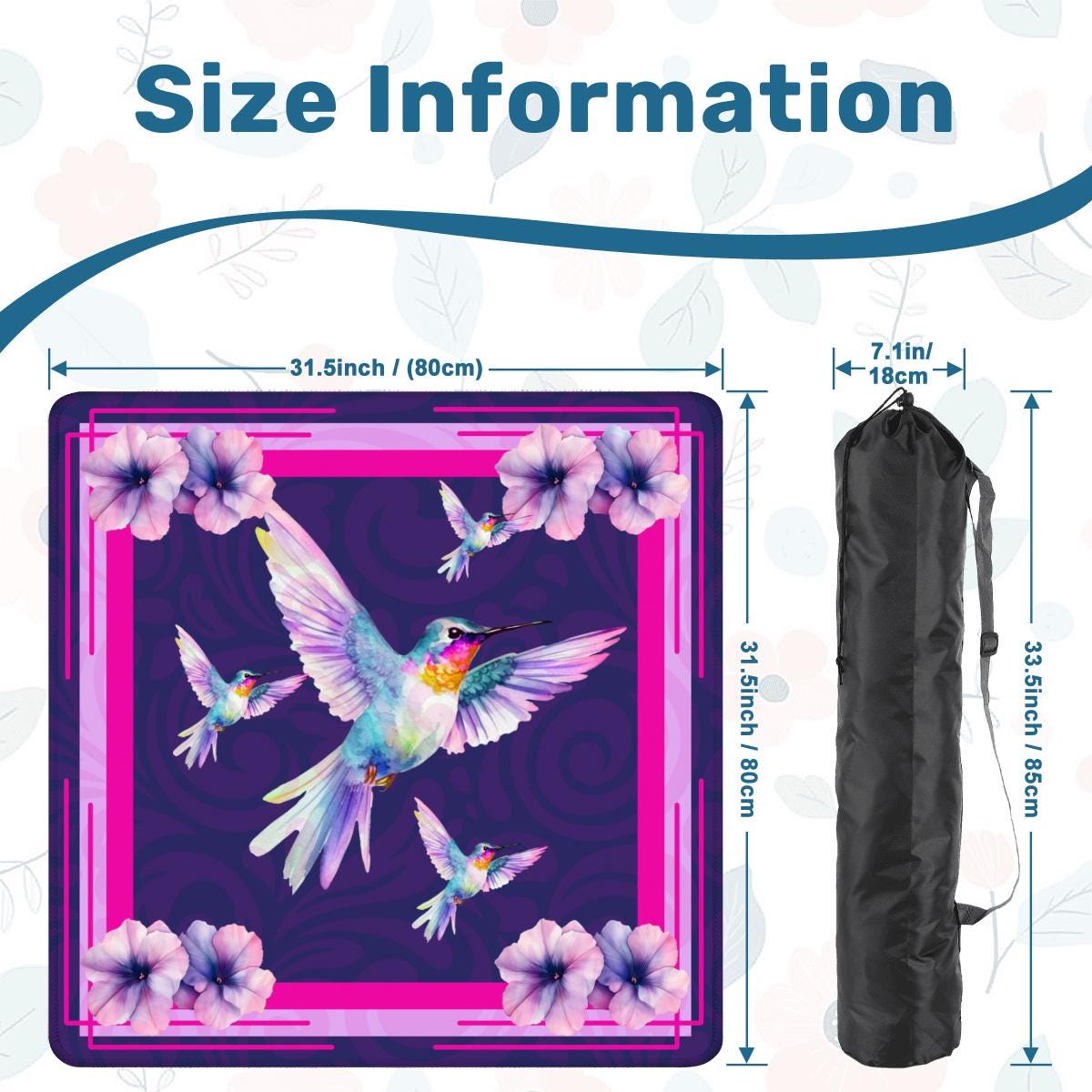 Hummingbird Blossoms Mahjong Mat: Mahj Game Tabletop (31.5-inch)