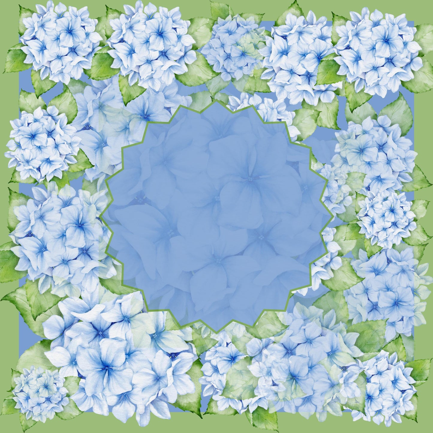 Sea of Hydrangeas Mahjong Mat: Mahj Game Tabletop 33"