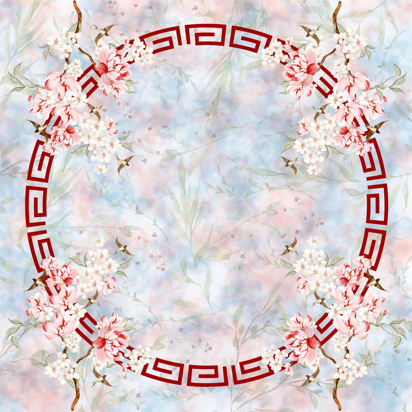 Birdie on a Branch Mahjong Mat: Mahj Game Tabletop (31.5-inch)