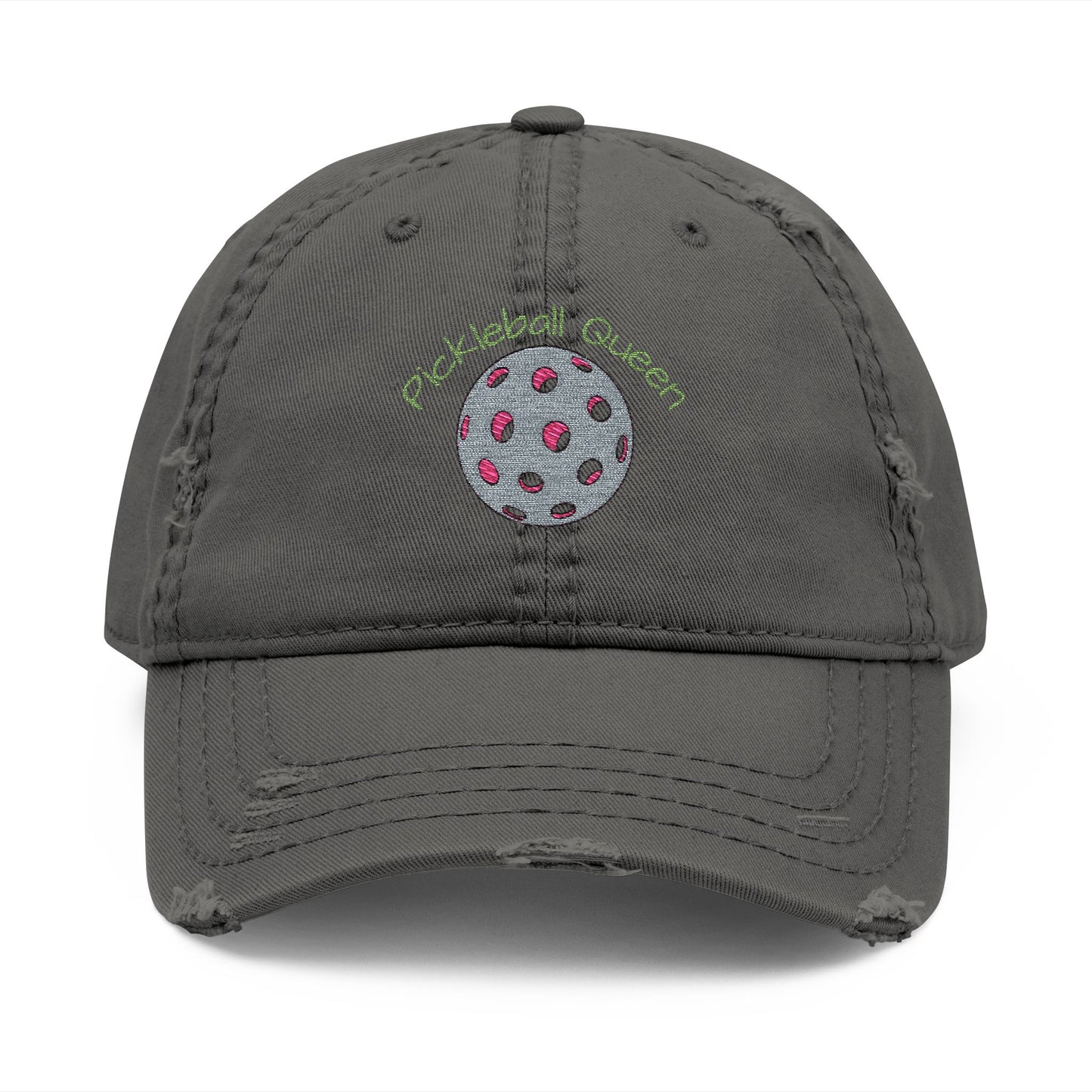 Distressed Pickleball Queen Hat Embroidery - Trendy Cap for Sports Lovers, Casual Outings, Gifts for Pickleball Players