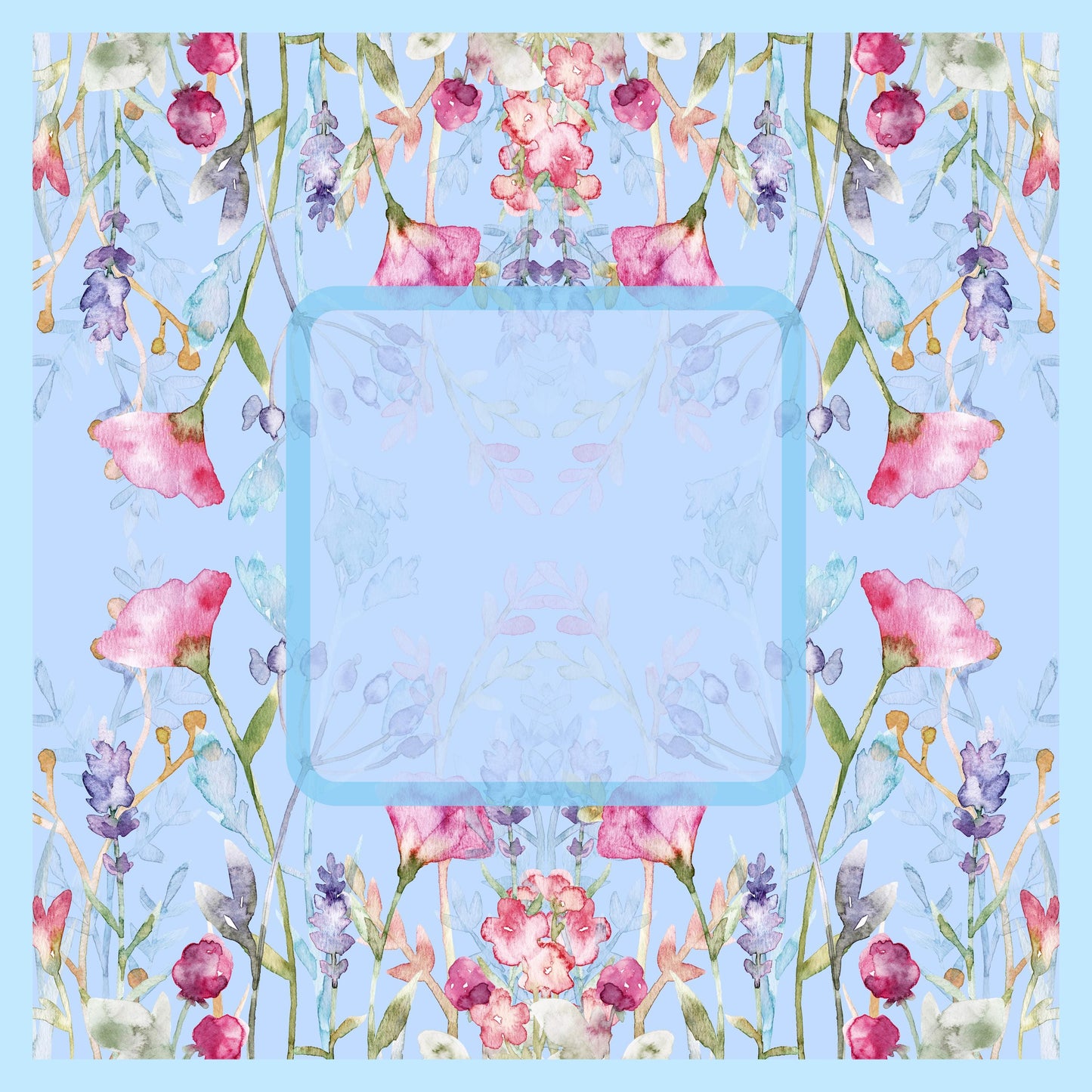 Sky Blue Florals Mahjong Mat