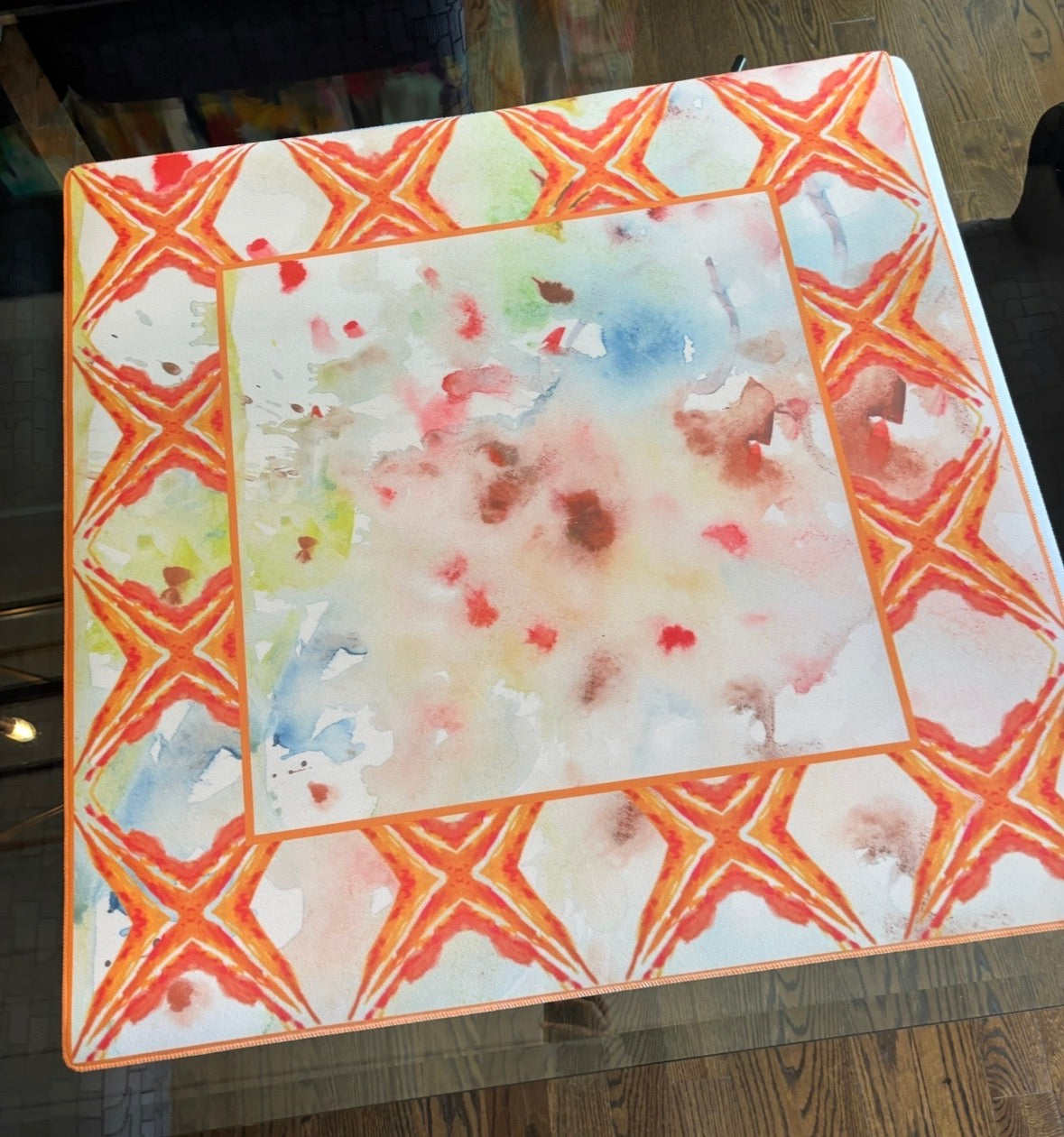 Orange Splatter Star Artist Collab 33 inch Mahjong Mat