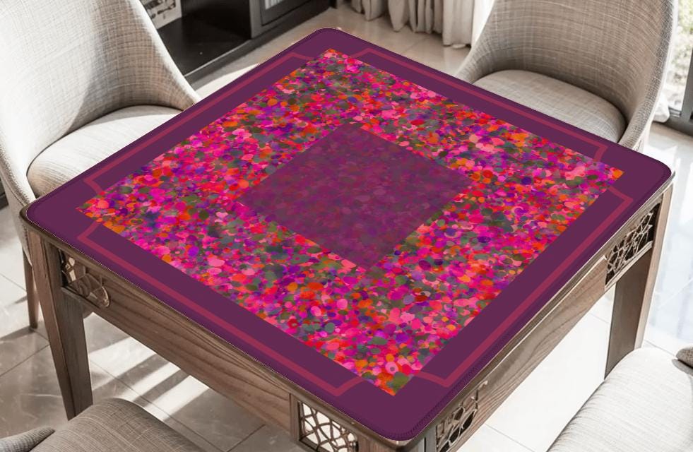 Wine Party Mahjong Mat: Mahj Game Tabletop (31.5-inch)