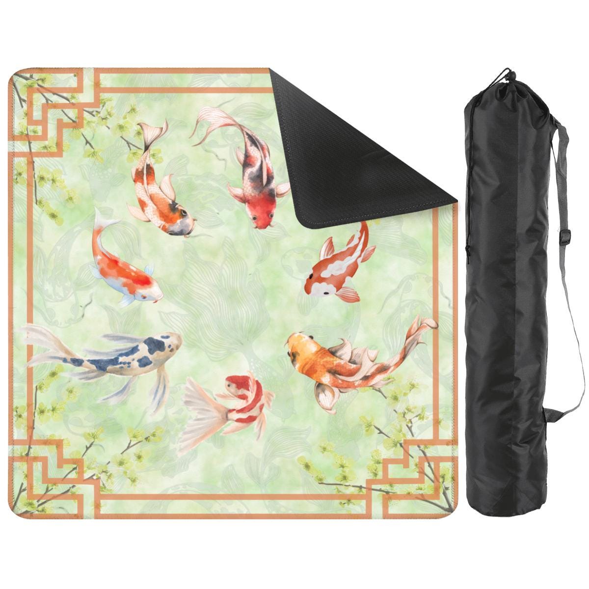 Koi Swimming Mahjong Mat: Mahj Game Tabletop (31.5-inch)