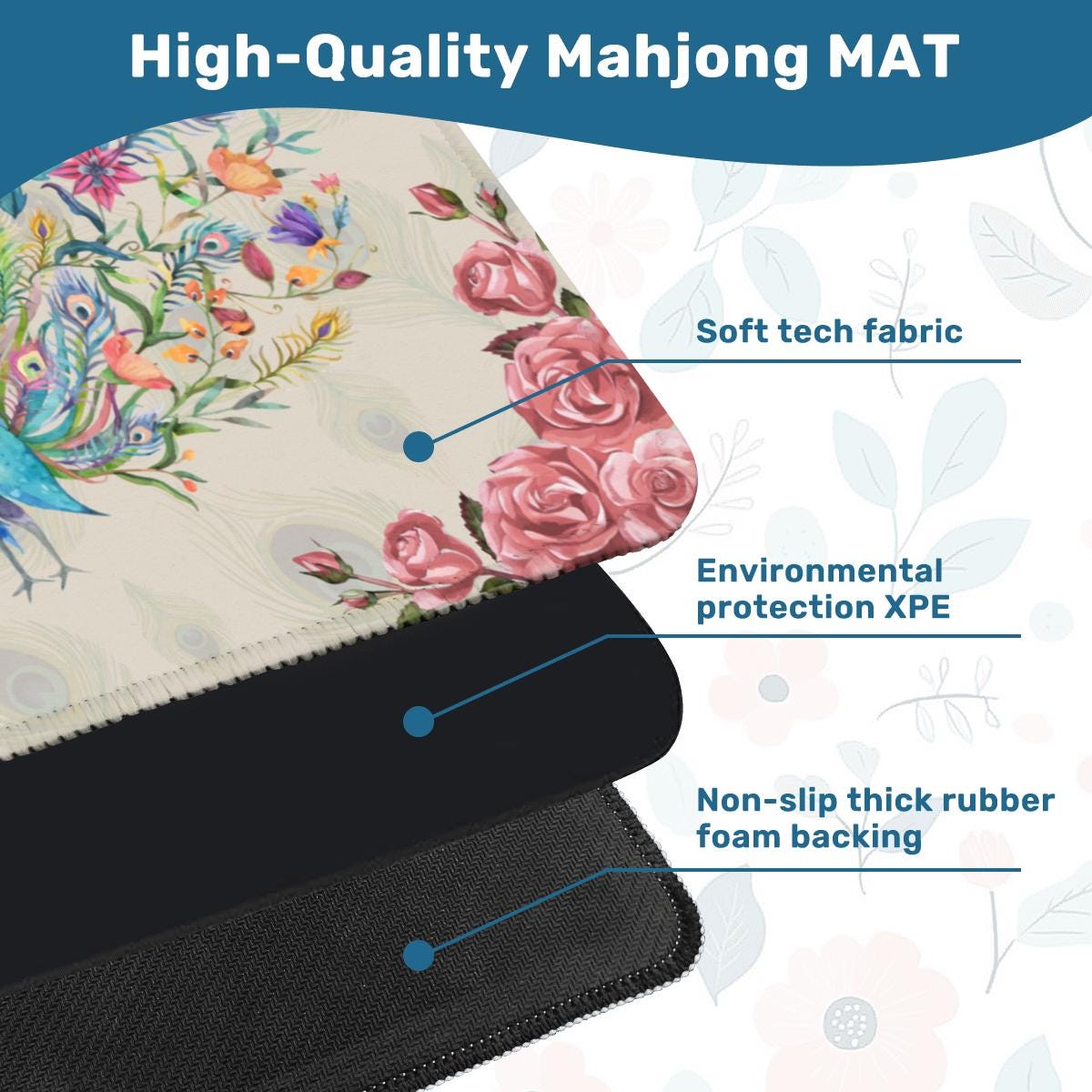 Peacock Rose Mahjong Mat