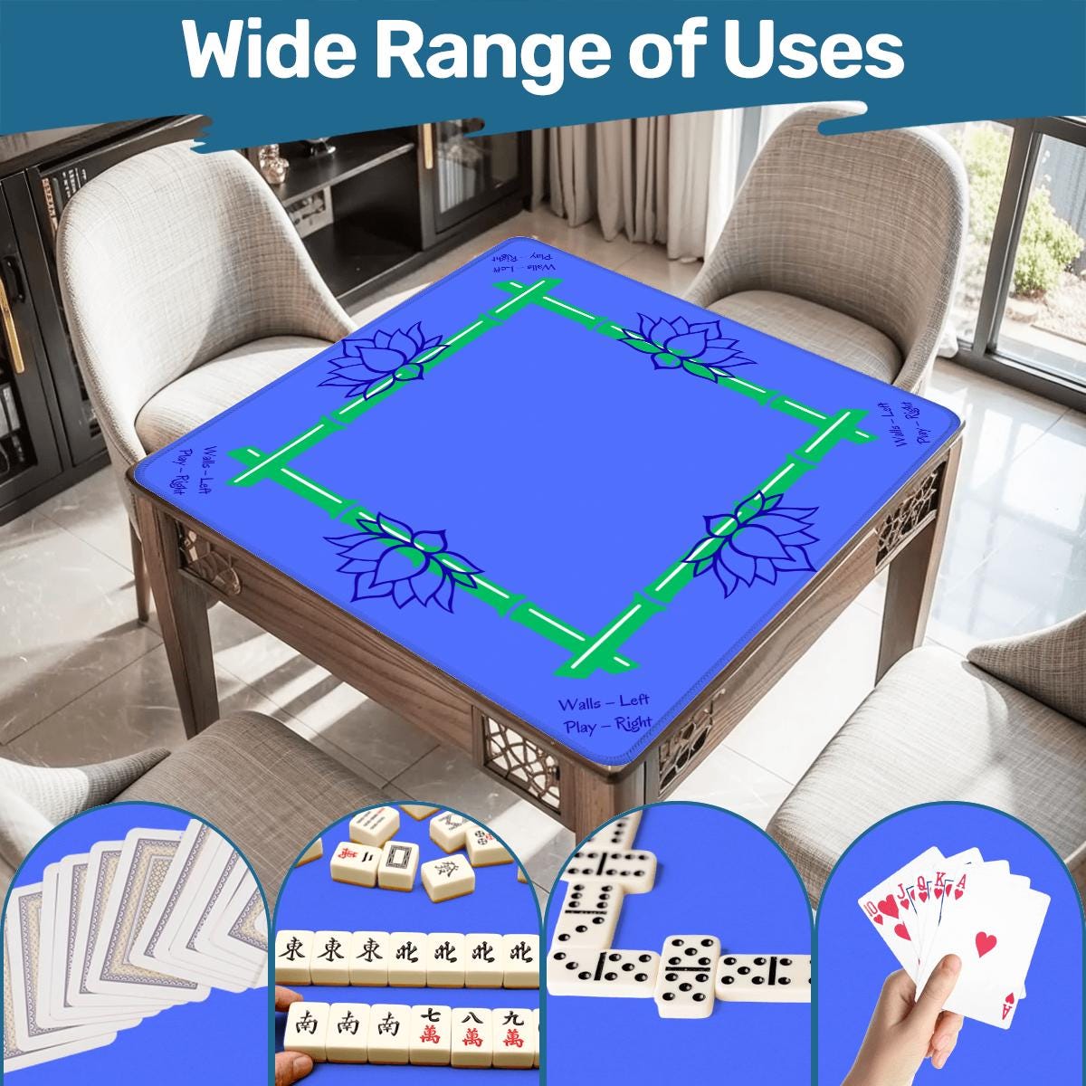 Blooming Lotus Mahjong Mat: Mahj Game Tabletop