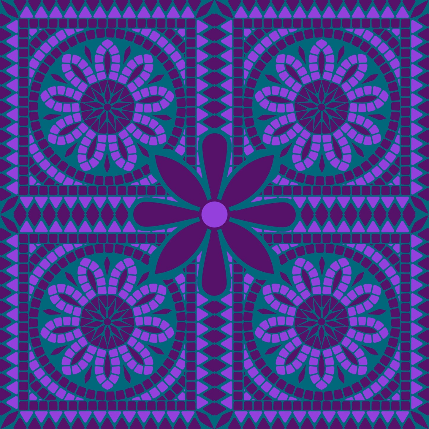 Purple and Teal Tiles Mahjong Mat Tabletop