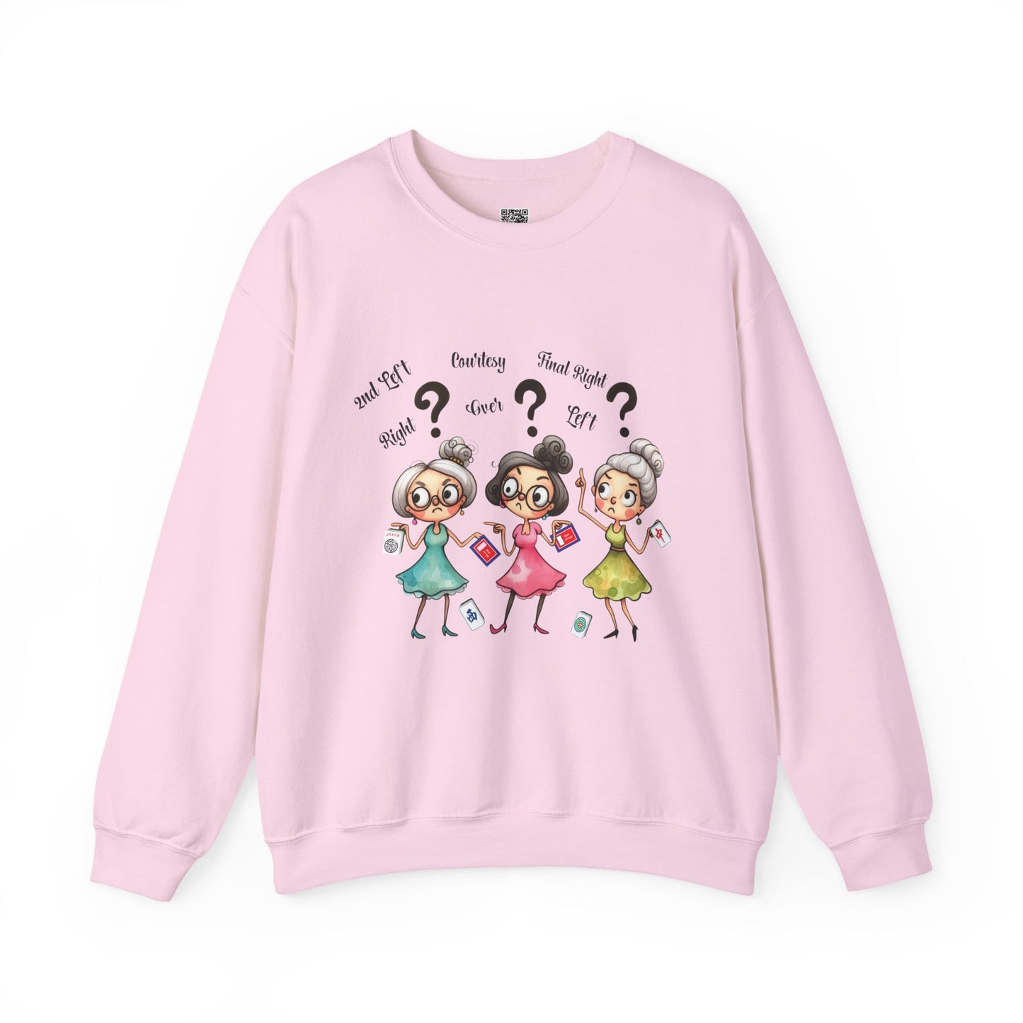 Mahjong Grannies Sweatshirt | Cute Cartoon Ladies with Question Marks