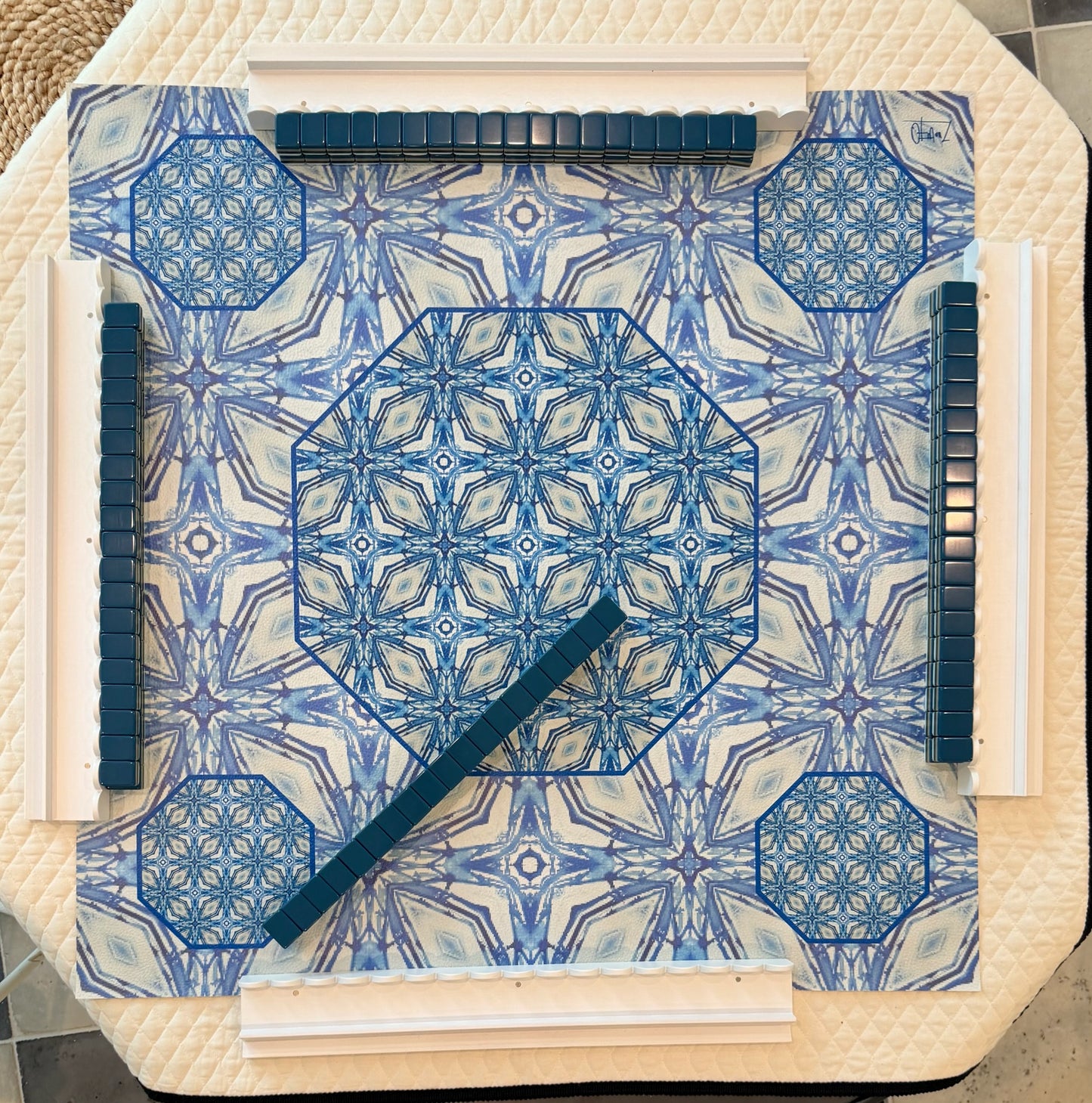 Leatherette Blue Octagon Pattern no. 53
