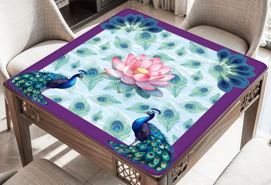 Peacock and the Lotus Mahjong Mat