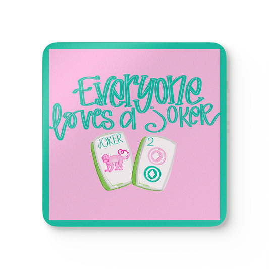 Playful Corkwood Coaster Set - Perfect for Mahjong Night, Home Bar Decor, Gifts for Jokers, Mahj Accessories, Fun Drink Accessories