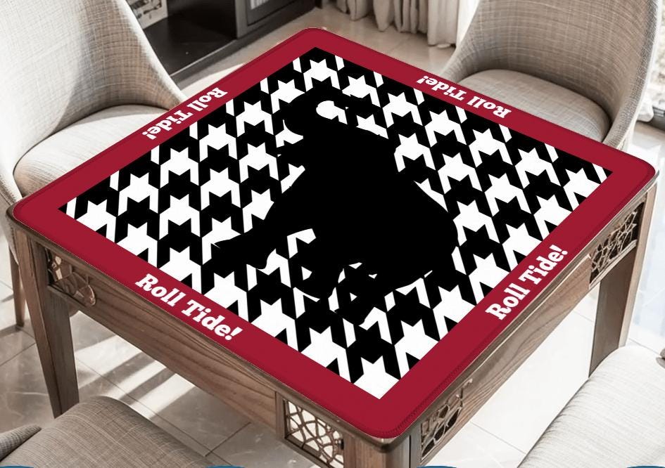 Alabama Elephant Gray or Black Mahjong Mat: Mahj Game Tabletop (31.5-inch)