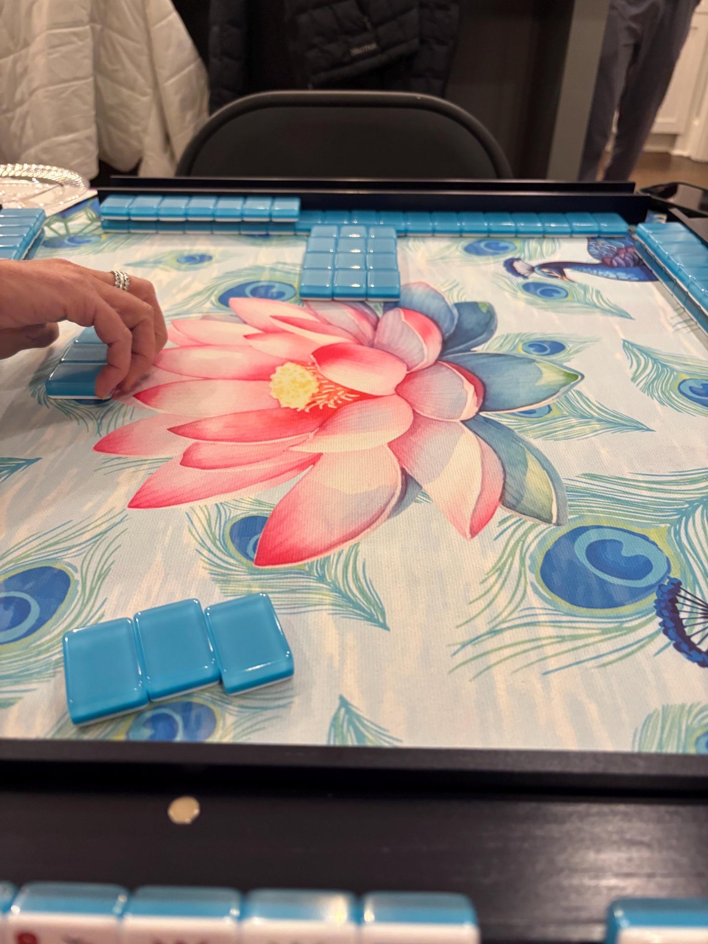 Peacock and the Lotus Mahjong Mat