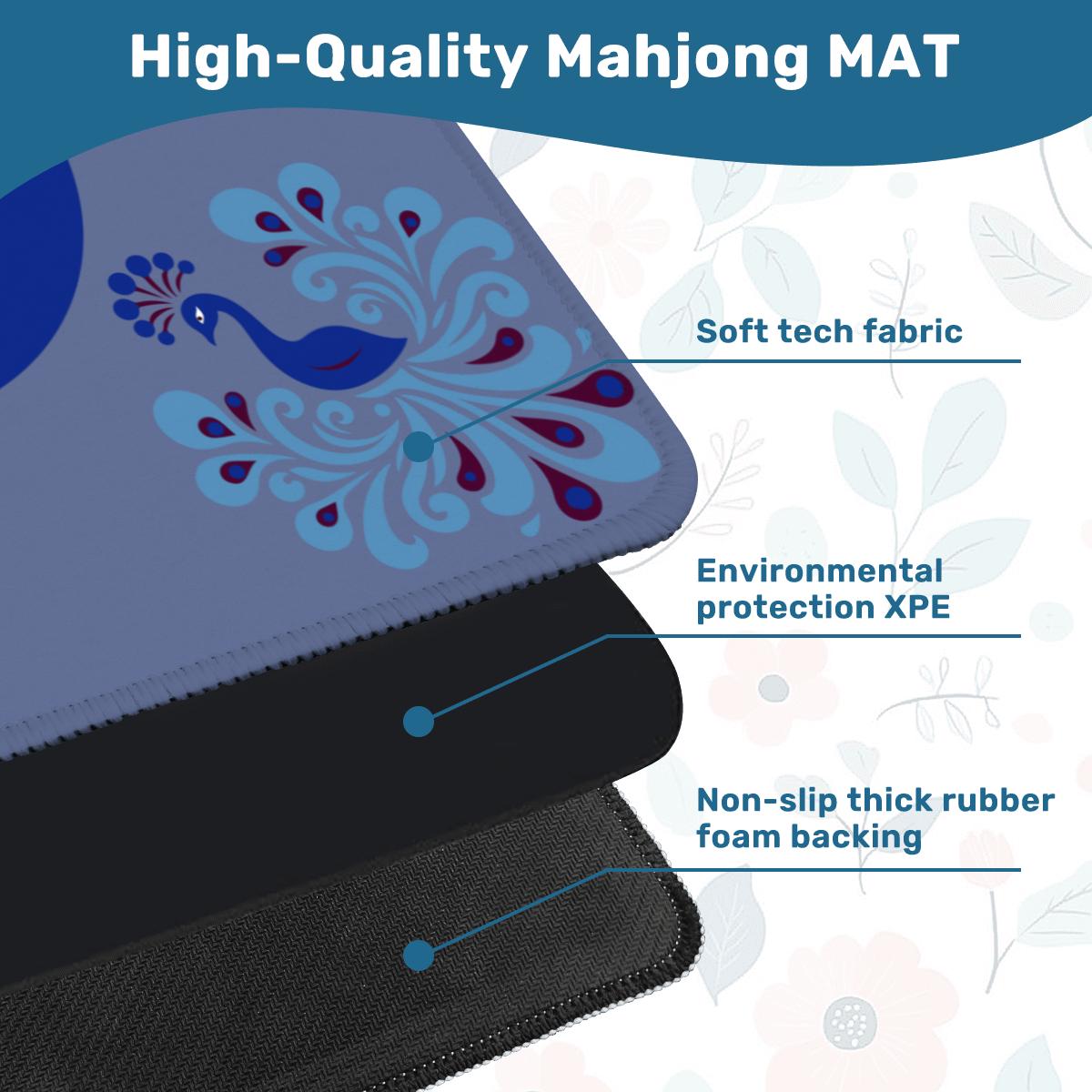 Preppy Peacock Mahjong Mat with Border
