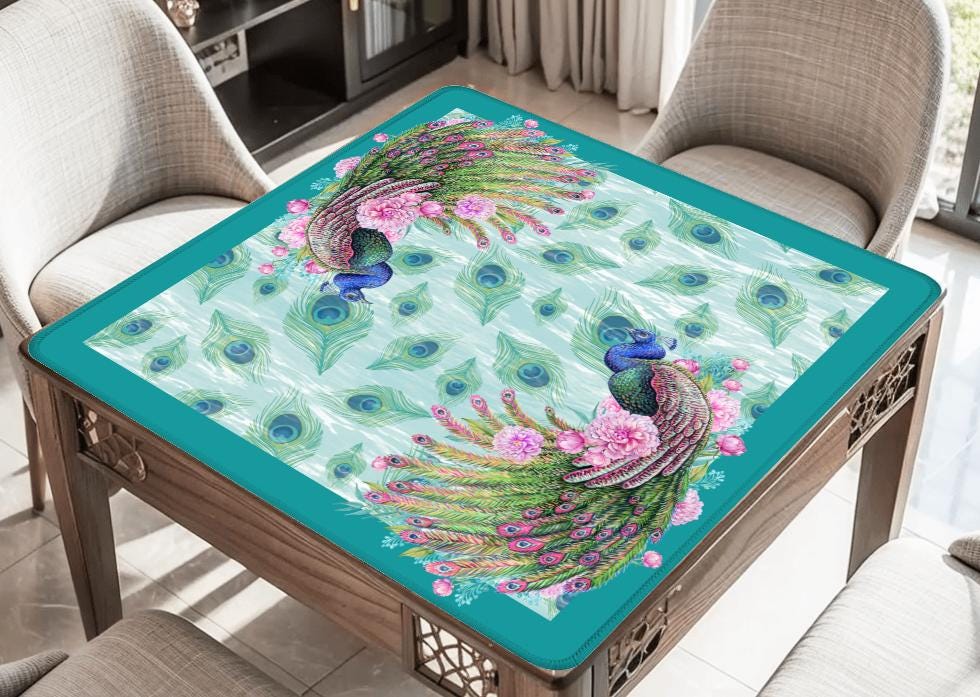 Peacock Lagoon Mahjong Mat